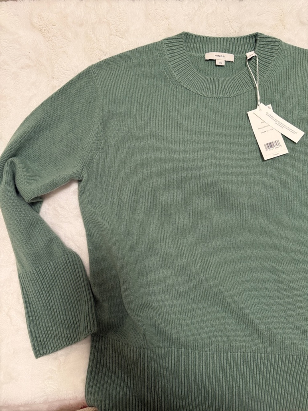 Vince Sage Green Crewneck Sweater (90% wool/ 10% cashmere)